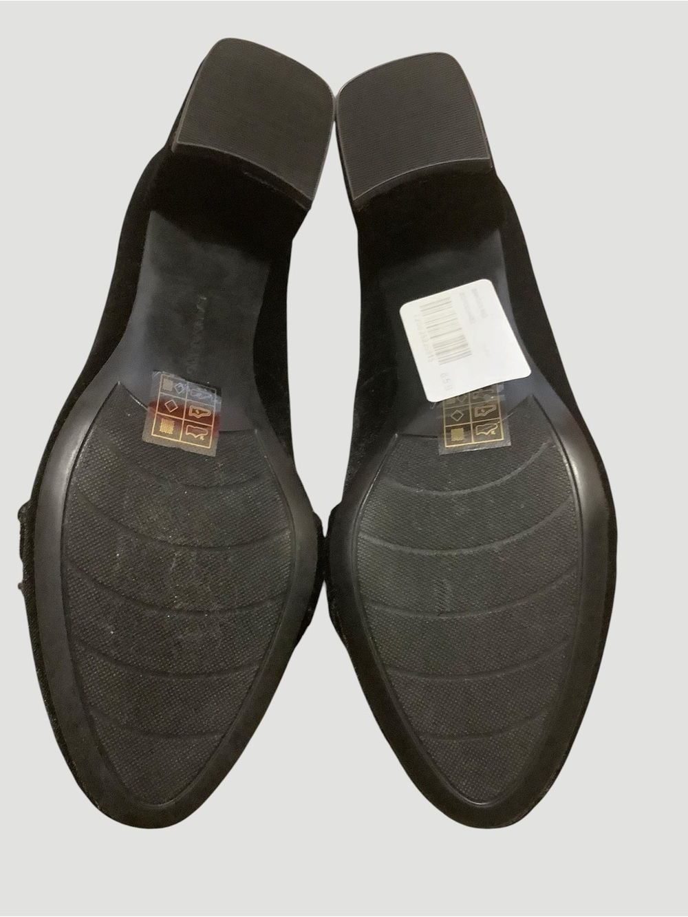 Bandolino Velvet Look Loafer Pumps Black Gold Hardware Block Heel Shoes Size 6M - Picture 7 of 11